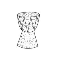 icona di tamburo africano disegnato a mano in stile doodle. icona del vettore del tamburo africano del fumetto per il web design isolato su sfondo bianco.