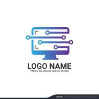 creativo astratto tecnologia digitale simbolo logo design. disegno del logo di illustrazione vettoriale modificabile