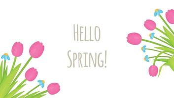 Ciao Primavera. illustrazione vettoriale di saluti a tutte le ragazze e le donne l'8 marzo.