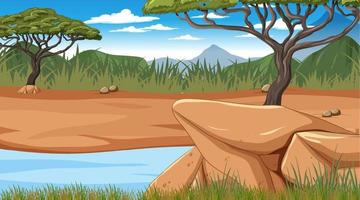paesaggio della foresta della savana vuota vettore