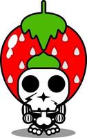 personaggio dei cartoni animati mascotte costume personaggio carino fragola frutta teschio vettore