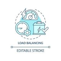 icona del concetto turchese di bilanciamento del carico. controllare il consumo di energia. illustrazione della linea sottile dell'idea astratta della griglia intelligente. disegno di contorno isolato. tratto modificabile. roboto-medium, una miriade di caratteri pro-grassetto utilizzati vettore