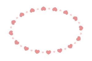 cornice ovale con cuori. modello semplice per biglietto di San Valentino, invito a nozze, foto, foto, banner vettore