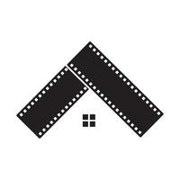 film in spazio negativo con il disegno dell'illustrazione dell'icona del vettore del simbolo del logo della casa