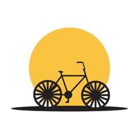 bicicletta semplice vintage con logo tramonto icona simbolo disegno grafico vettoriale illustrazione idea creativa