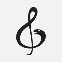 note musicali e design del logo moderno serpente vettore