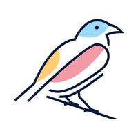 linea arte colorato astratto uccellino moderno logo design vettore
