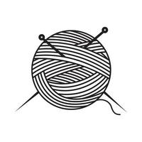 sarto della sfera del filato con disegno dell'illustrazione dell'icona di vettore del simbolo del logo dell'ago