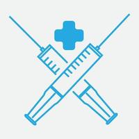 design del logo medico a due iniettori vettore