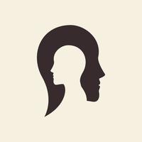 spazio negativo umano nella testa logo umano simbolo icona disegno grafico vettoriale illustrazione idea creativa