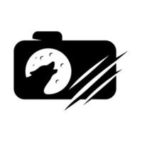 obiettivo della fotocamera della fauna selvatica fotografia logo design icona vettore