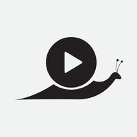 design del logo del pulsante lumaca e play vettore