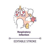 icona del concetto di infezione respiratoria. illustrazione della linea sottile dell'idea astratta del fattore di rischio della polmonite. malattia polmonare cronica. tossendo catarro. disegno a colori di contorno isolato vettoriale. tratto modificabile vettore