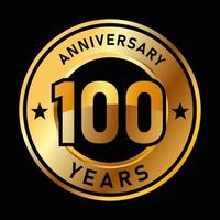 100 anni anniversario medaglia d'oro cerchio d'oro disegno vettoriale festa di compleanno 100° vettore
