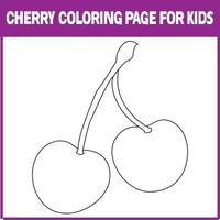 Pagina da colorare di ciliegie per bambini vettore