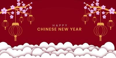 sfondo di capodanno cinese con fiori di prugna. gancio per lanterna, illustrazione vettoriale