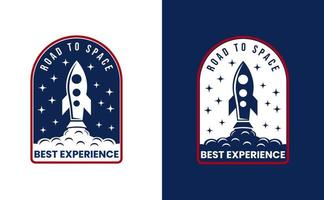 lancio di razzi nello spazio, esplorare pianeti, design t-shirt vettore