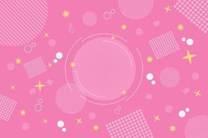 sfondo rosa kawaii con stella gialla, punti quadrati e cerchio in linea retta per sfondo vettore