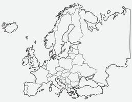 doodle disegno a mano libera della mappa dell'europa. vettore