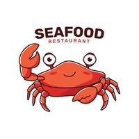 modello di logo del ristorante di pesce con granchio vettore