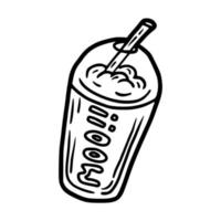 contorno disegnato a mano un bicchiere di milk shake icona vettore