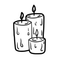 disposizione dei contorni disegnati a mano dell'elegante icona di vettore di candela