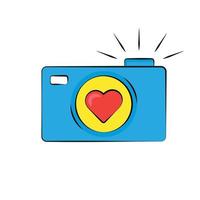 fotocamera adesiva con cuore in stile groove vettore