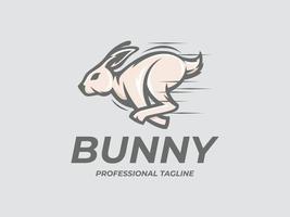 modello di logo della mascotte del fumetto in esecuzione del coniglietto vettore