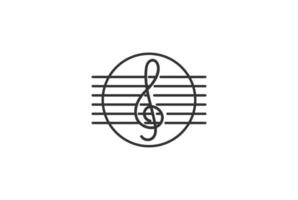 note musicali vintage retrò e vettore di design del logo della corda della chitarra