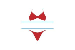 vettore di progettazione di logo della biancheria intima della biancheria intima femminile della ragazza della donna rossa sexy minimalista semplice