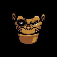 illustrazione della faccia del pirata gorilla, logo mascotte per squadra sportiva, esport, giochi, ecc vettore