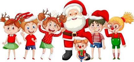 Babbo Natale con i bambini su sfondo bianco vettore