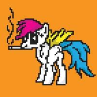 poster di pixel art di gioco fantasy con unicorno che fuma vettore