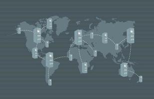 La rete ATM sul concetto di mappa del mondo mostra che puoi utilizzare la tua carta di debito di credito in tutto il mondo. vettore