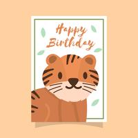 carta di auguri di buon compleanno tigre vettore
