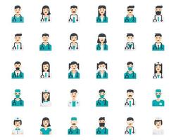 avatar medico persone icone linea colore vettore, medico, stetoscopio, infermiere vettore