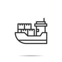 illustrazione vettoriale della linea dell'icona della barca da carico
