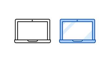 set di icone per laptop. icona lineare moderna della raccolta di computer semplice impostata pronta come modello. download di vettore di laptop semplice, colorato e lineare. sfondo bianco.