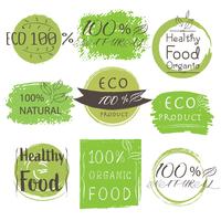 Set di banner prodotto ECO, naturale, vegano, biologico, fresco, cibo sano. Illustrazione vettoriale