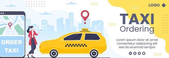 prenotazione taxi online modello di copertina del servizio di viaggio illustrazione piatta modificabile di sfondo quadrato per social media o web internet vettore