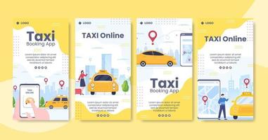 illustrazione piatta del modello di storie di servizi di viaggio per la prenotazione di taxi online modificabile di sfondo quadrato per i social media o internet web vettore