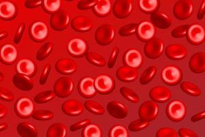 3d cellule del sangue in streaming su sfondo rosso. illustrazione vettoriale. vettore