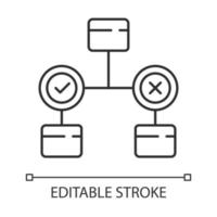 icona lineare del diagramma di decisione. diagramma a blocchi. soluzioni ai problemi. ricerche operative. albero decisionale. gestione. illustrazione al tratto sottile. simbolo di contorno. disegno di contorno isolato vettoriale. tratto modificabile vettore