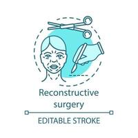 icona del concetto di chirurgia ricostruttiva. illustrazione della linea sottile dell'idea di trattamento delle strutture del corpo. difetti congeniti. anomalie, traumi, tumori. disegno vettoriale isolato profilo. tratto modificabile