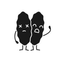icona del glifo emoji della ghiandola del timo triste. simbolo della sagoma. organo ematopoietico primario. Malattie autoimmuni. spazio negativo. illustrazione vettoriale isolato