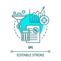 icona del concetto blu ipi. illustrazione della linea sottile dell'idea dell'indice di produzione industriale. indicatore di produzione economica. misurazione della produzione. disegno di contorno isolato vettoriale. tratto modificabile vettore