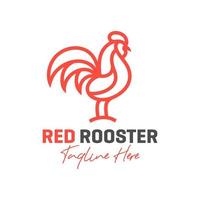 contorno del logo dell'illustrazione di ispirazione del gallo rosso vettore
