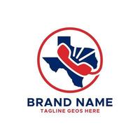 logo dell'illustrazione del telefono di emergenza del texas vettore