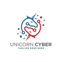 illustrazione moderna dell'unicorno di cyber logo del profilo vettore