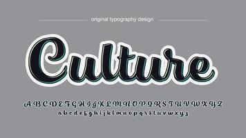 carattere tipografico artistico corsivo 3d in bianco e nero vettore